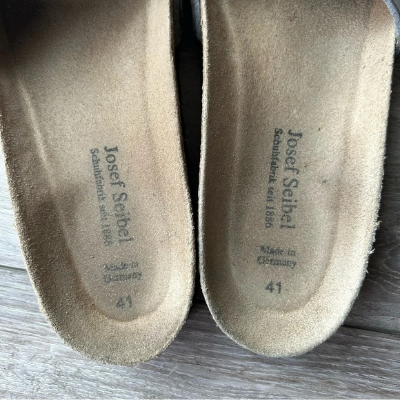 Josef Seibel Silver Leather Buckle Slippers Cognac Made in Germany - Picture 7 of 12